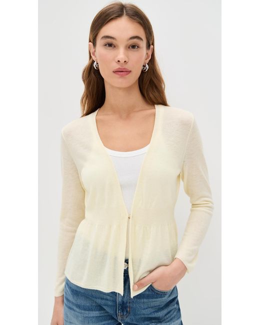 Vince White Ribbed Waist Single Button Cardigan