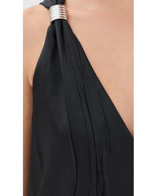 Brandon Maxwell Black The Keke Deep V Shift Midi Dress