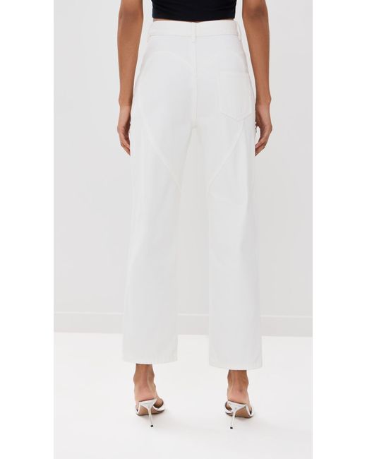 Area White Crystal Slit Jeans