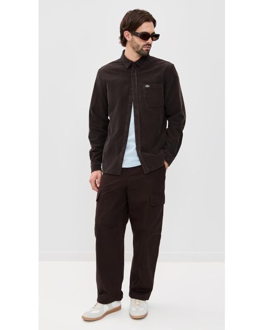 Lacoste Black Corduroy Button Down Shirt for men