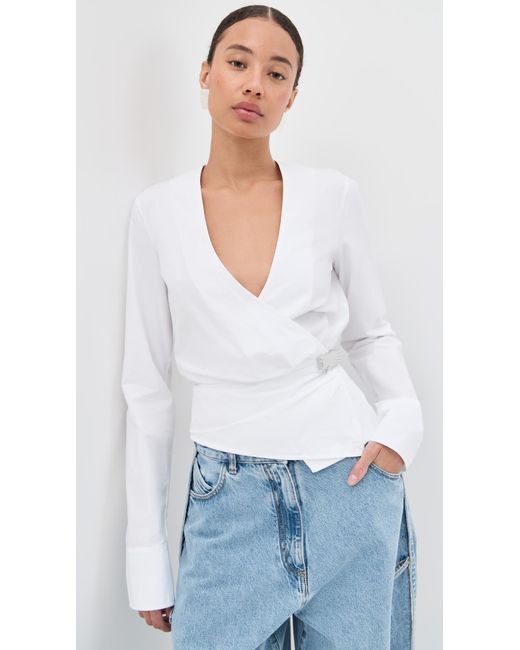 The Attico White V Neck Blouse