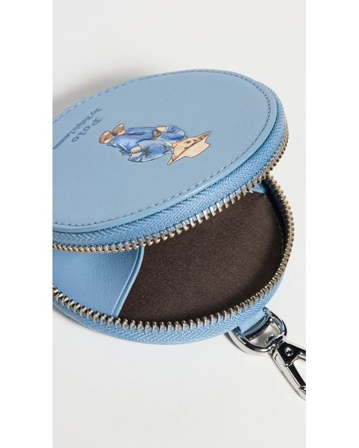 Polo Ralph Lauren Leather Traveler Bear Card Case in Blue | Lyst