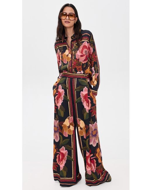 FARM Rio Chenille Flowers Pants in Red | Lyst