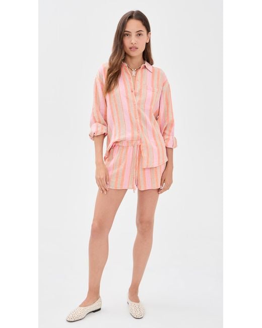 Z Supply Pink Perfect Striped Button Up
