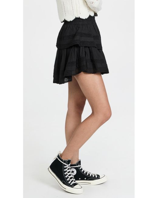 LoveShackFancy Black Ruffle Mini Skirt