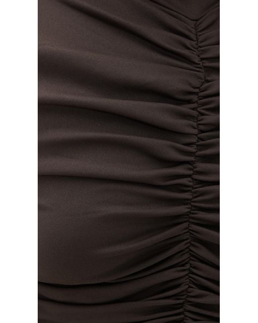 Susana Monaco Blue Mock Neck Gathered Top