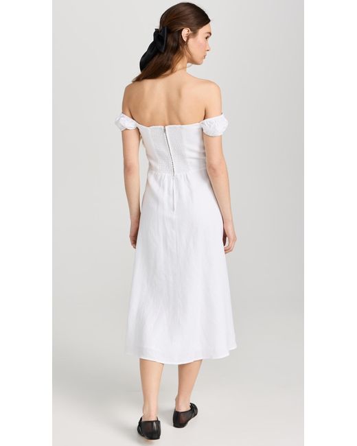 Reformation White Bridgton Linen Dress