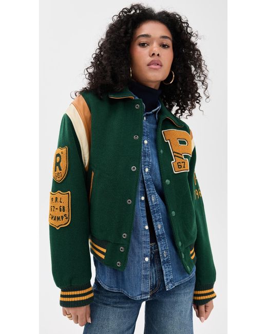 Polo Ralph Lauren Green Wool Varsity Jacket