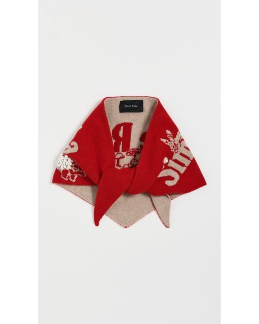 Simone Rocha Red Graphic Logo Knit Neckerchief