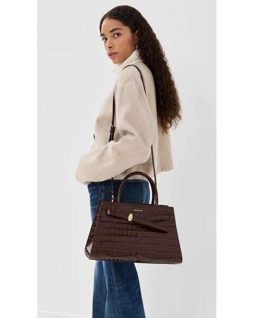 Veronica Beard Brown Croc Embossed Dash Bag