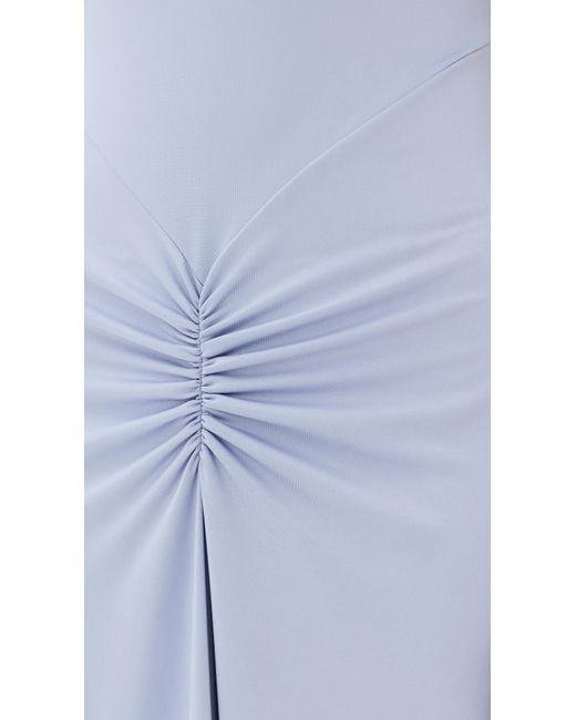 Victoria Beckham Blue Gathered Waist T-Shirt Midi Dress
