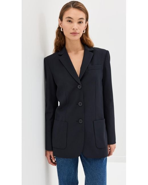 Tibi Blue Tropical Wool Max Blazer