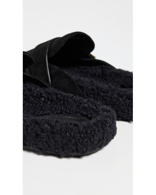 Tory Burch Black Mellow Shearling Mules
