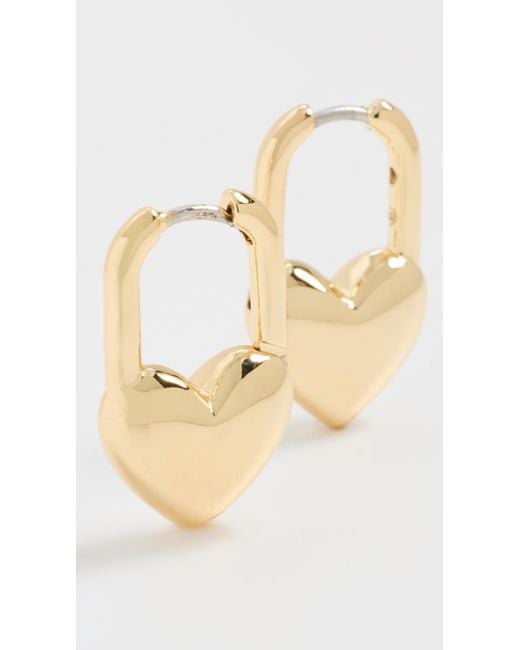 Gorjana White Heart Padlock Huggies