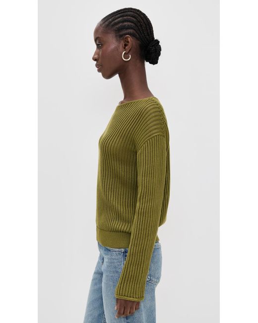 Theory Green Easy Open Neck Sweater
