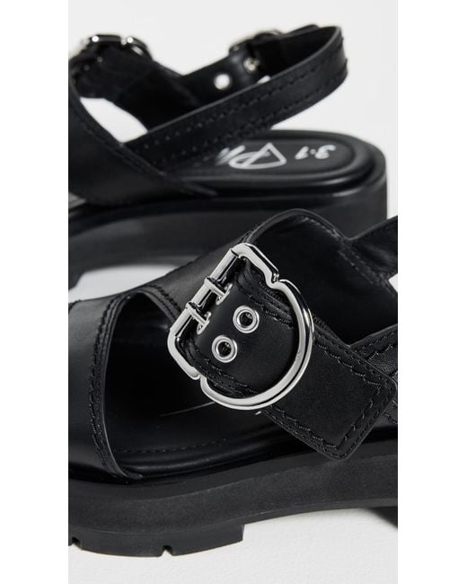 3.1 Phillip Lim Z-Strap Lug Sole Sandals in Black | Lyst