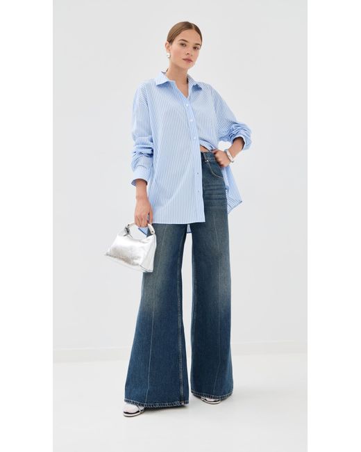 Stella Jean Blue Striped Button Down