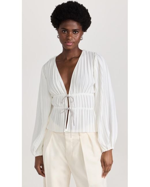 Wayf White Tie Front Blouse