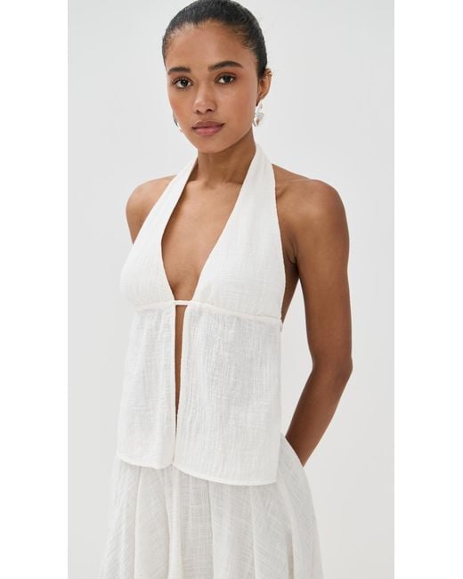 Staud White Flores Top