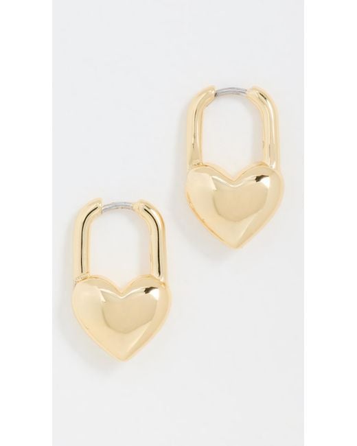 Gorjana White Heart Padlock Huggies