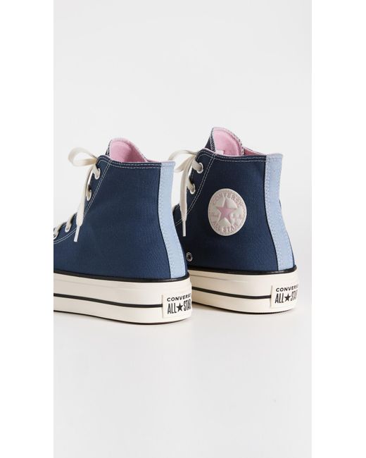 Converse Chuck Taylor All Star Lift Platform Denim Fashion Sneakers in Blue  | Lyst