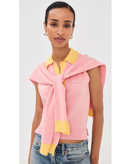 Monse Pink Knitted Tie Scarf Top And Polo