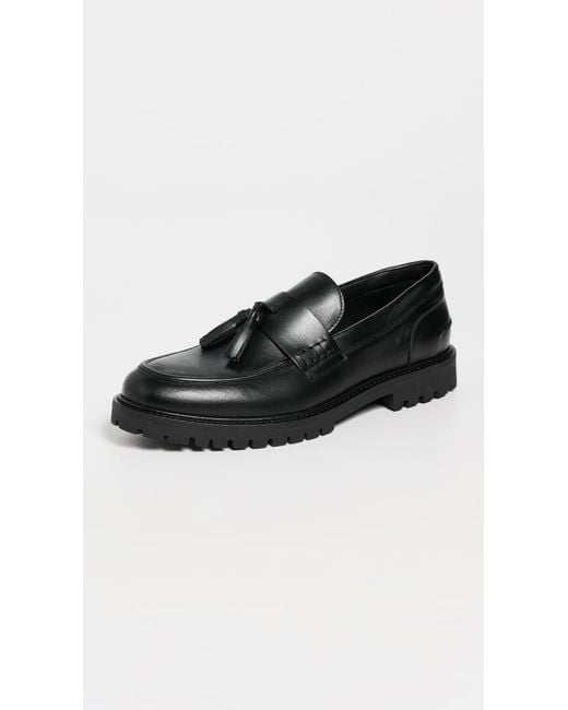 Les Deux Black Thatcher Leather Tassel Loafers for men