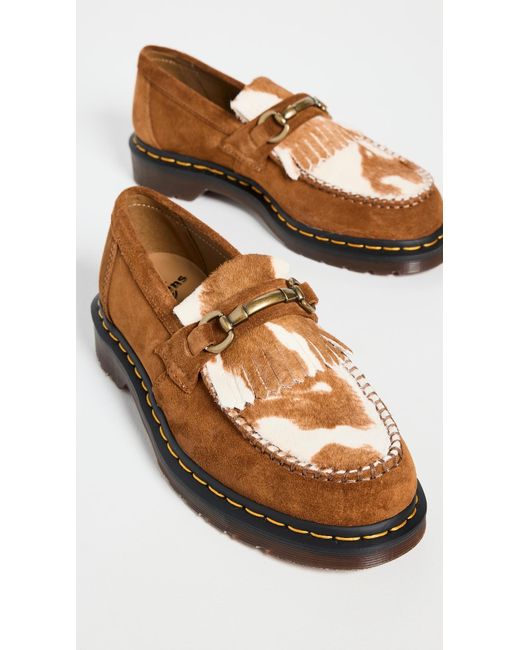 Dr. Martens Brown Adrian Snaffle Hair-on Cow Print Kiltie Loafers