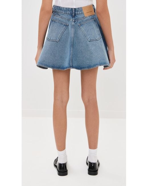 AMI Blue Flare Mini Skirt