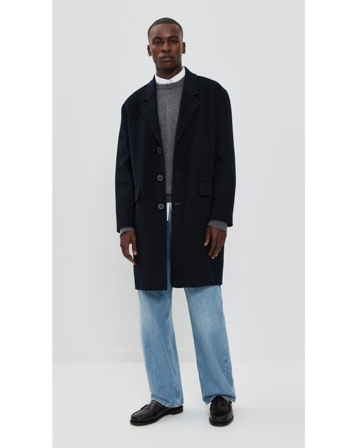 FRAME Black Double Face Wool Overcoat for men