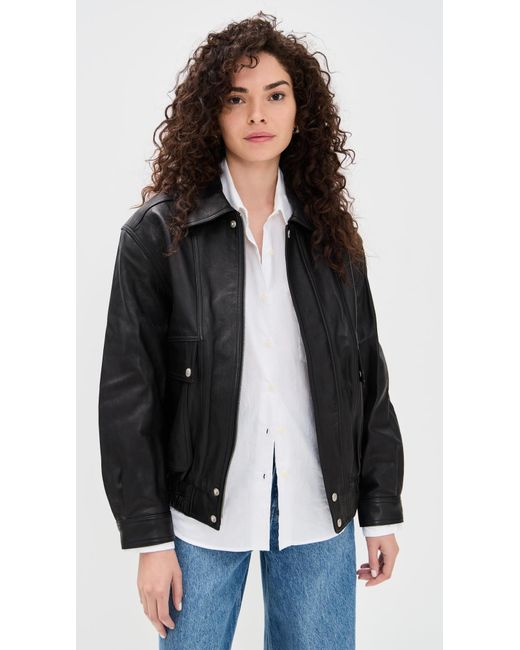 DUNST Oversized Vintage Leather Blouson Jacket in Black | Lyst