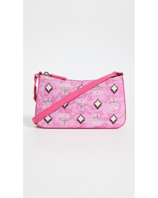 MCM Suede Portuna Shoulder Mini Bag in Pink Lyst UK