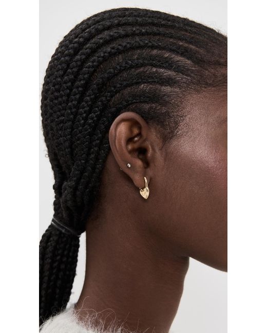 Clare V. Puff Heart huggie Earrings in Metallic Lyst