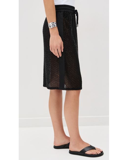 St. Agni Black Glass Beaded Mesh Skirt