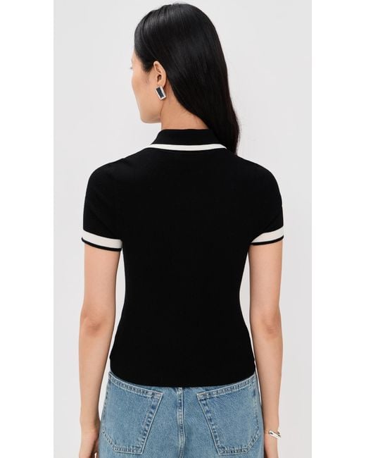 Alice + Olivia Black Pia Button Down Knit Polo