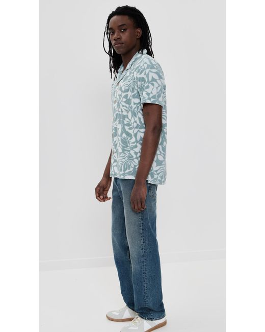 Faherty Brand Blue Cabana Towel Terry Shirt for men