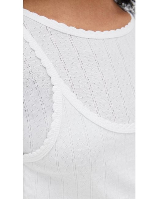 Leset White Pointelle Layered Long Sleeve Top