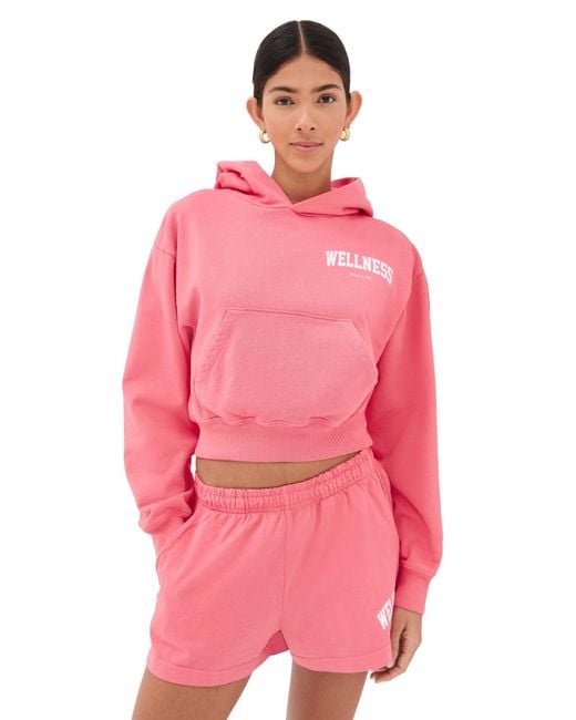 Sporty & Rich Pink Wellness Ivy Cropped Hoodie