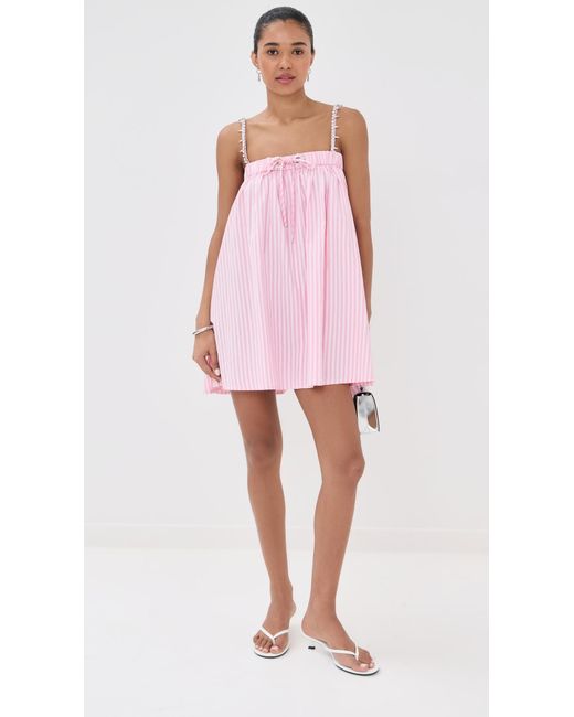 Area Pink Crystal Grommet Poplin Mini Dress