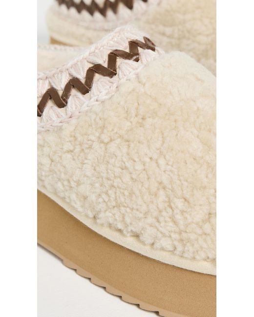 Mou White Curly Platform Clogs