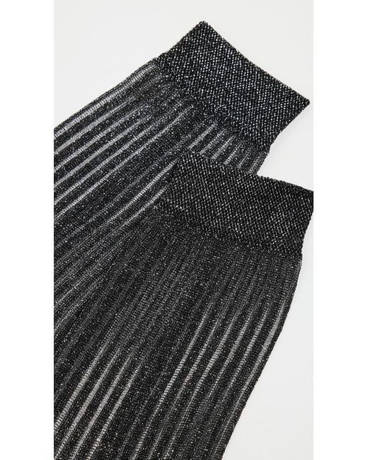 Stems Black Fine Ribbed Metallic Crew Socks
