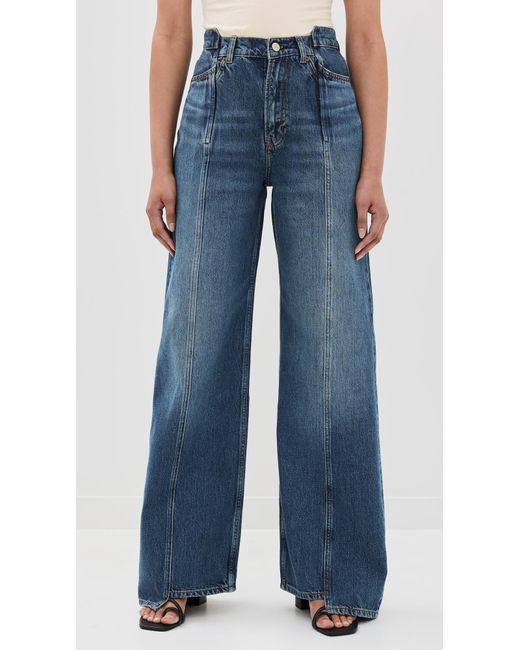 Reformation Blue Cary High Rise Slouchy Wide Leg Jeans