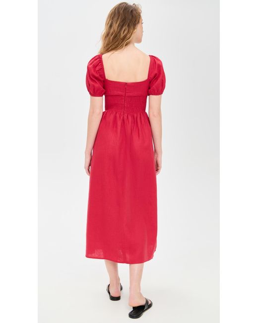 Faithfull The Brand Red Dalia Midi Dress