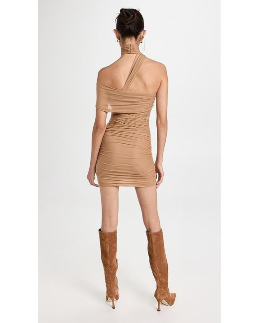 Alexander Wang Ruched One Shoulder Halter Dress | Lyst