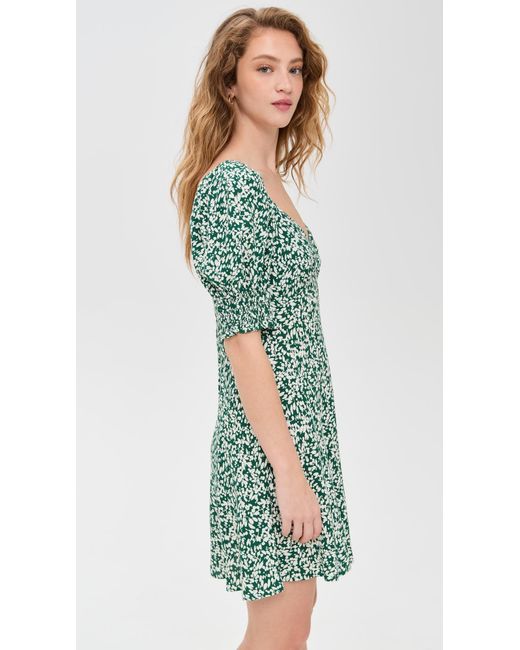 Madewell Crepe V Neck Printed Mini Dress in Green | Lyst