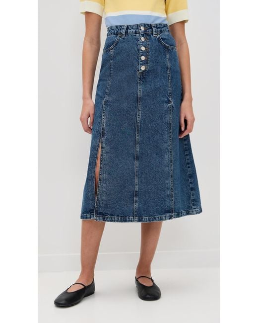 ALIGNE Blue Troy Midi Skirt