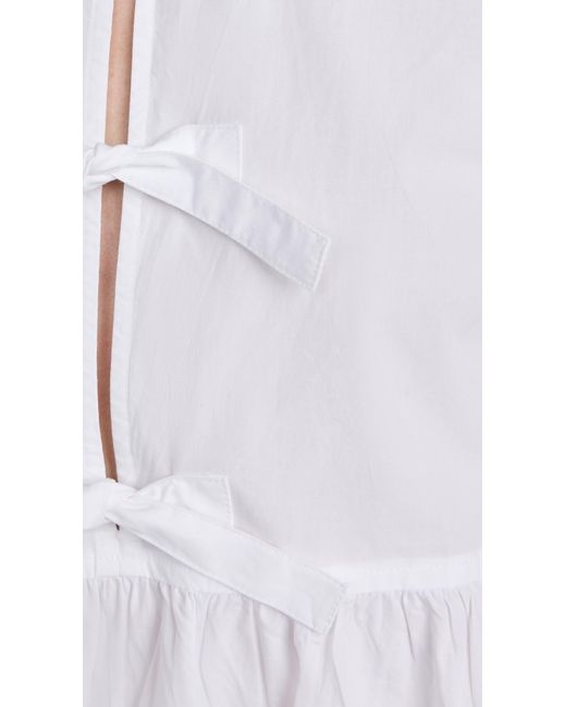 Ganni White Cotton Poplin Tie String Mini Dress