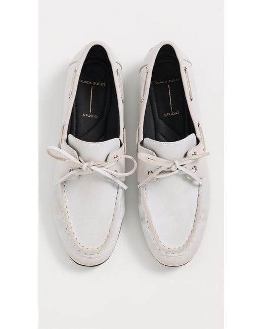 Black Suede Studio White Davy Flats