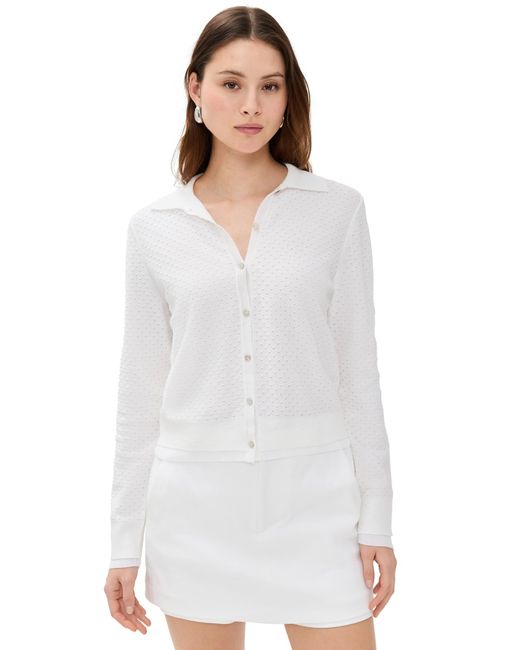 Vince White Double Layer Mesh Caridigan