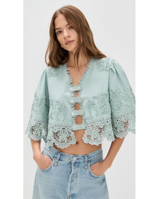 Sea Blue Iyla Soutache Top